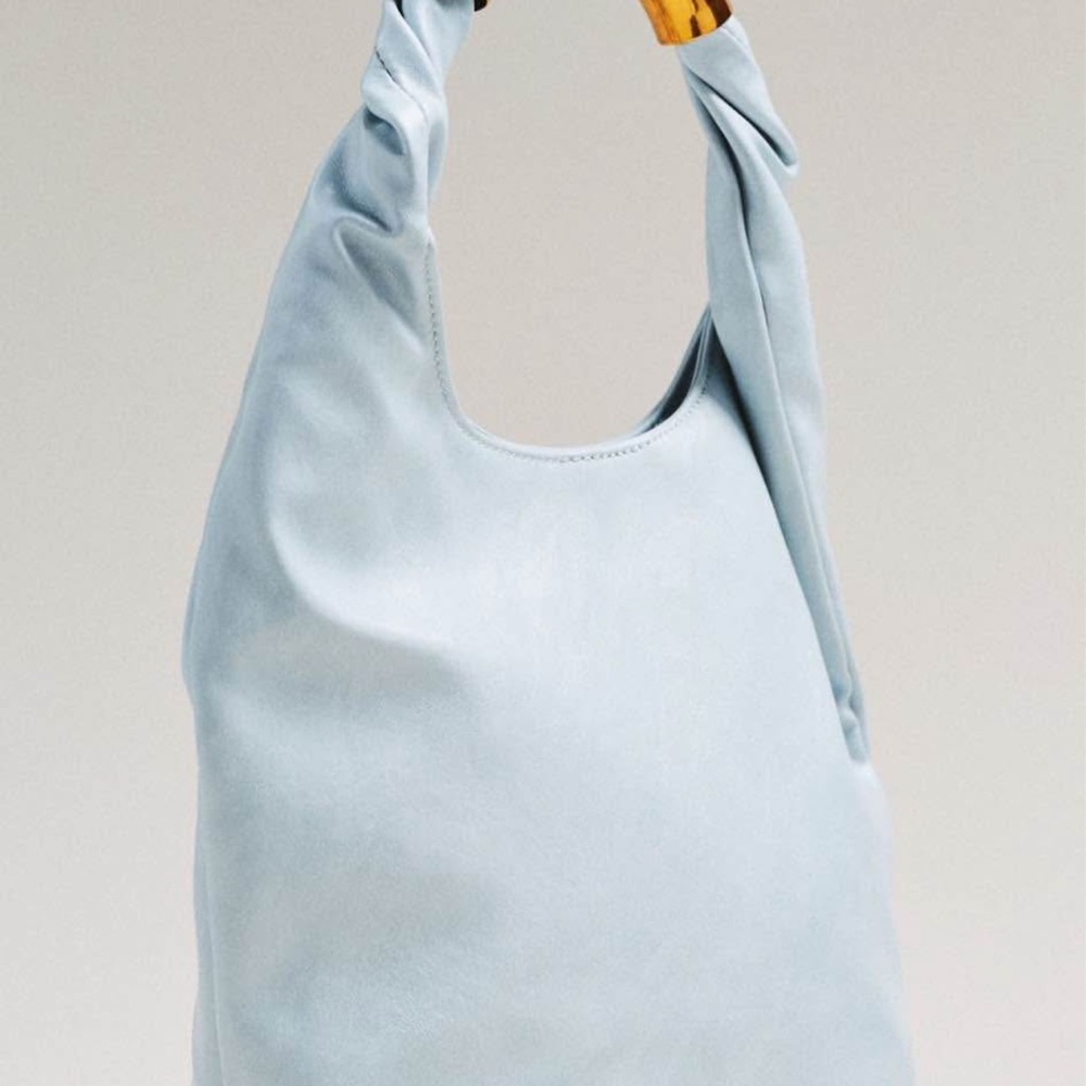 Anthropologie Powder Blue Knotted-Top Shoulder Bag